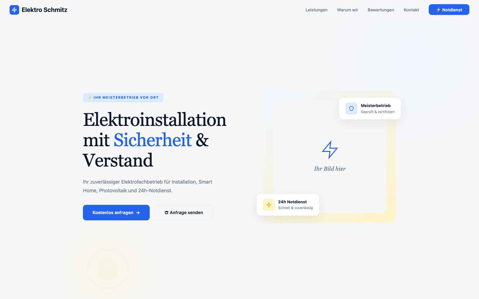 Vorschau der Handwerker-Demoseite Elektro Schmitz